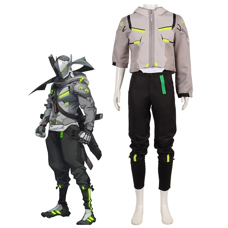 Genji Cosplay Costume para homens e mulheres adultos, Game Overwatch, Uniforme, Roupas, Halloween, Carnaval