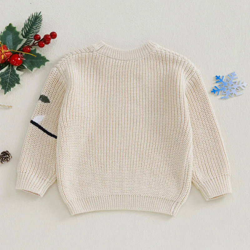 RUEWEY 0 to 3 Years Christmas Baby Girl Boy Knit Sweater Autumn Winter Clothes Long Sleeve O Neck Light Embroidery Pullover