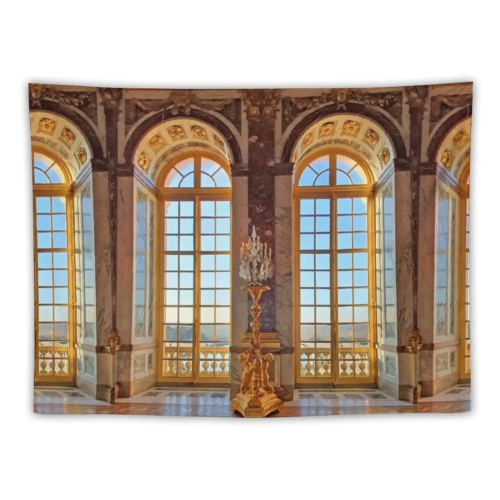 Ver desde el salón de los espejos. Versalles. Tapiz de París Decoración estética de la habitación Tapiz coreano