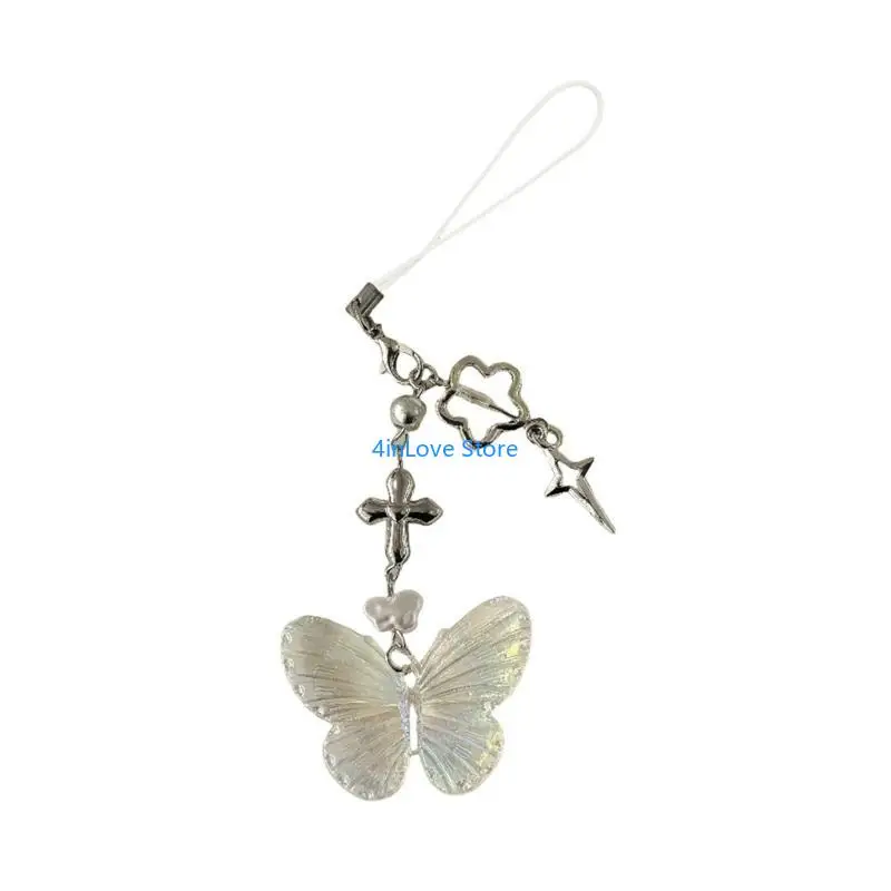T4MD Elegant Butterfly Phone Accessory Elegant Butterfly Themed Phone Strap Accessory for Personal Enhancement