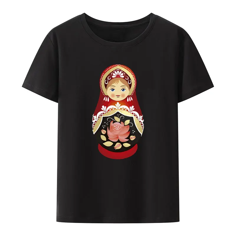 Matryoshka Doll Modal Print T Shirt Men Women Summer Short-sleev Breathable Cool Camisetas Hip-hop Hipster Aesthetic Streetwear