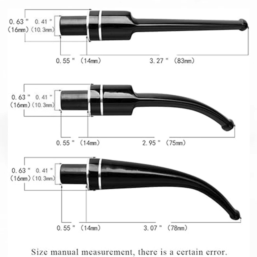 Tobacco pipe mouthpiece 9mm pipe channel Silver double stripe Tenon outer diameter 10.3mm Acrylic Pipe stem outer diameter 16mm
