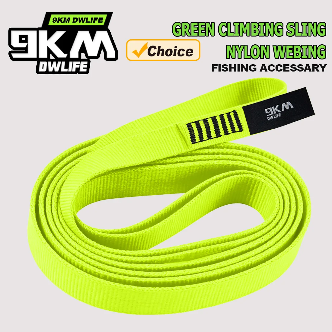 9KM Green Climbing Sling 3pcs 16mm Nylon Webbing 0.3m-1.2m 22kN Strength for Rock Climbing Mountaineering Swing Rappelling Yoga