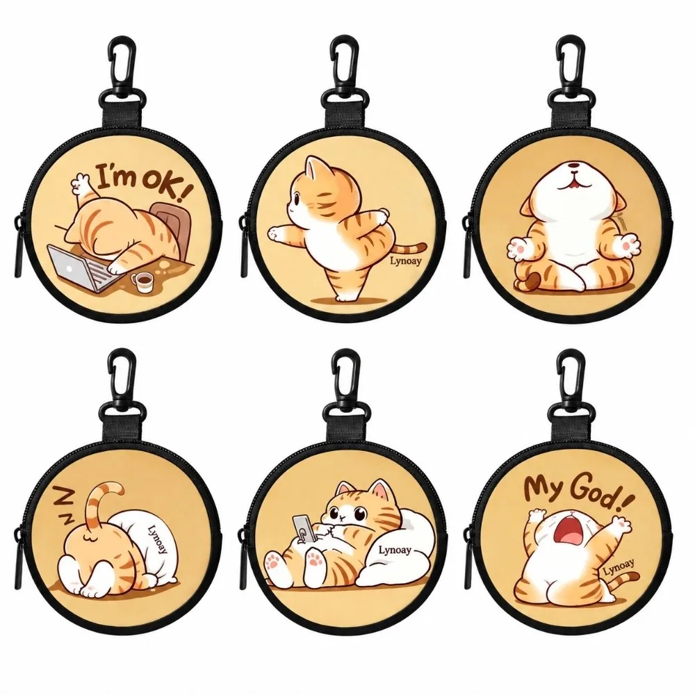 Cute Mini Cartoon Cat Coin Purse Waterproof PVC Earphone Bag Multifunctional Portable Coin Key Bag Friends Gift
