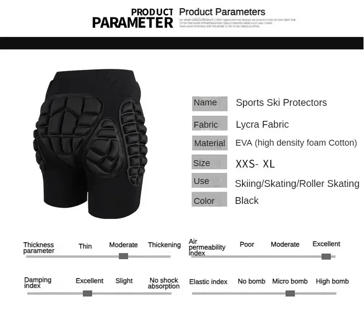Shorts de protection pour enfants pour sports de plein air, ski, snowboard, roller, avec rembourrage
