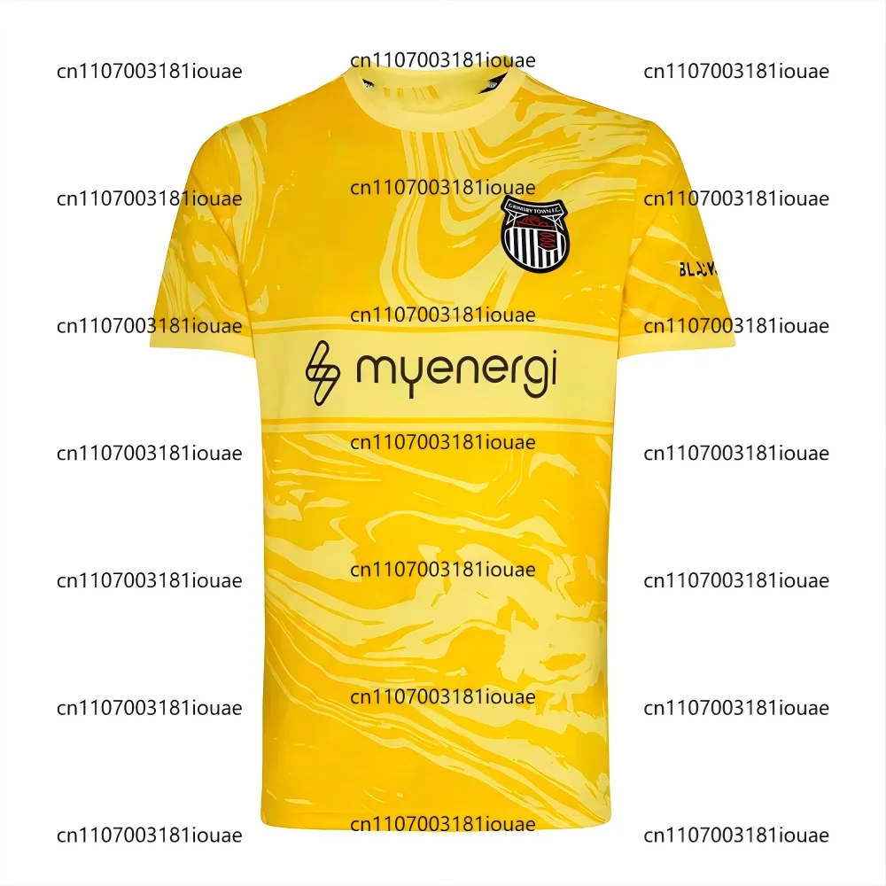 2025-26 موسم غريمسبي تاون هوم آند أواي قمصان كرة القدم ثلاثية الأبعاد مطبوعة قصيرة الأكمام تي شيرت رياضي نفسها للبالغين والأطفال