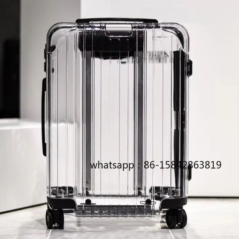 24-Inch Transparent Computer Unisex Carry-on Cabin Trolley Case with Rotating Wheel and Lock Travel Bag for Gifts