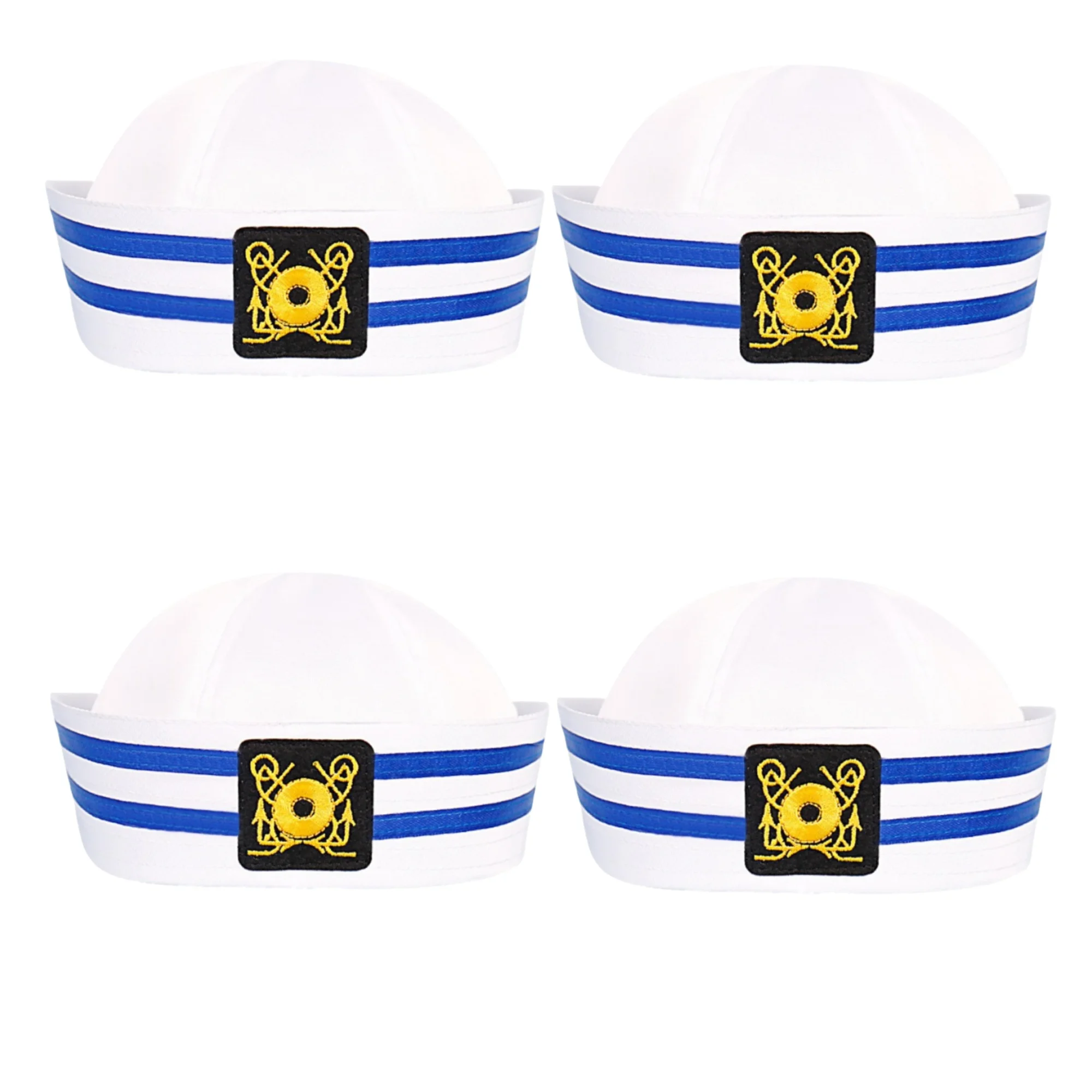 หมวกกะลาสีสีน้ำเงิน/ขาว ฮงหลวน หมวกกัปตันลายทางสำหรับผู้หญิง อุปกรณ์เสริมงานคอสเพลย์ หมวกปาร์ตี้สำหรับผู้ชาย