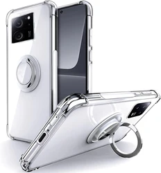 Ring Holder Case for Xiaomi 13T Reinforced Corner Soft TPU Clear Shockproof Cover For Xiaomi 13T Pro