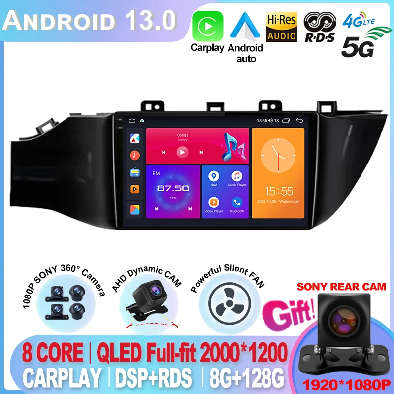 

Android 13 Carplay Car Radio For Kia RIO 4 2017 2018 2019 multimedia player GPS Navigation 2din autoradio 8core 8G+128G