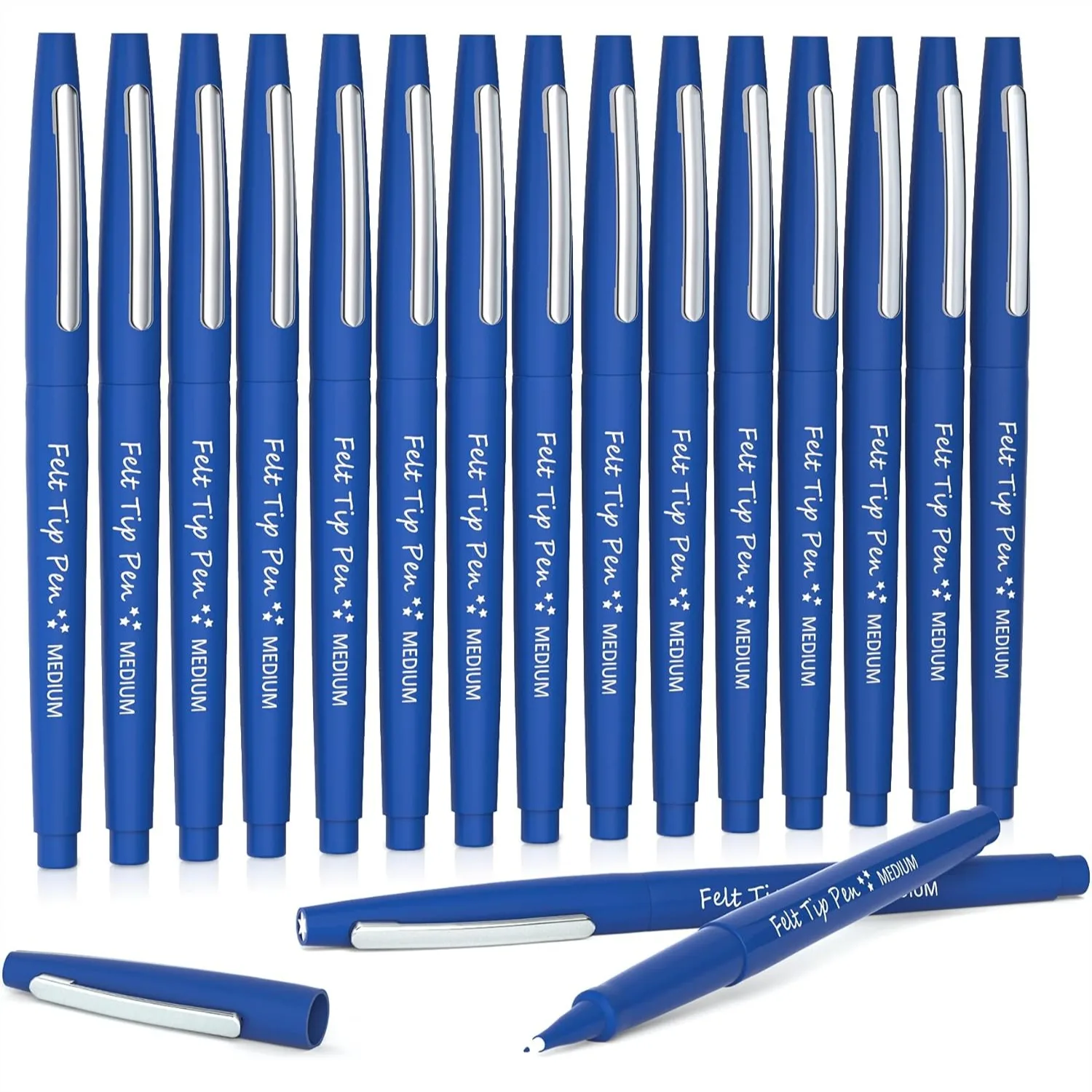 

Felt Tip Pens 15 Pack Blue 0.7mm Medium Point Markers for Journaling Writing Note Taking Planner School Office Art Supplies