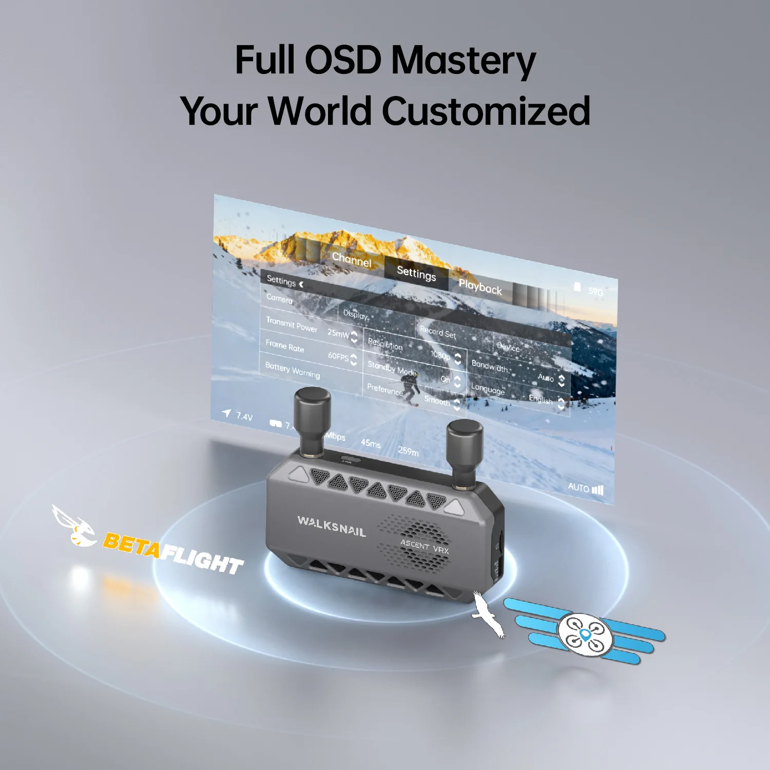 Odbiornik CADDXFPV Walksnail Ascent FPV VRX z obsługą wejścia HDMI, niską opóźnieniem i dużym zasięgiem do gogli FPV — zdjęcie produktu 5