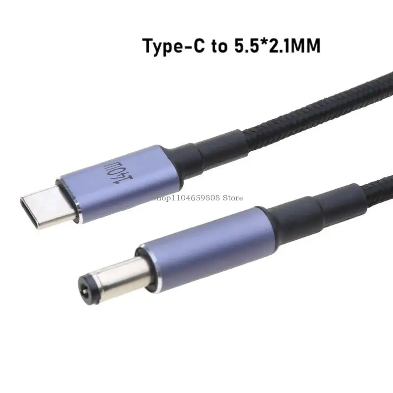 Cable carga computadora portátil USB C Cable carga PD a DC5.5x2.1 mm 5.5x2.5 mm cable