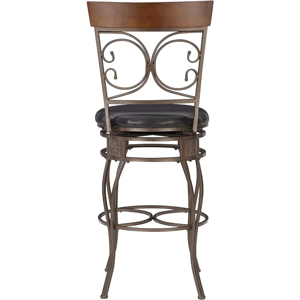 

Powell Company Back Scroll Powell Big and Tall Barstool, Bar Height, Dark Bronze/Brown