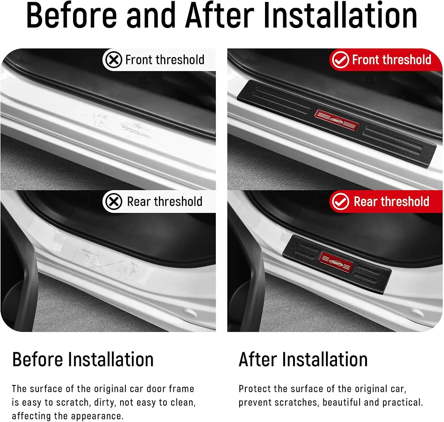 (Red Trim) For Honda Accord 2013-2017 Hybrid (Include HEV) Accessories Matte Black ABS Material Front and Rear Door Car Pedal