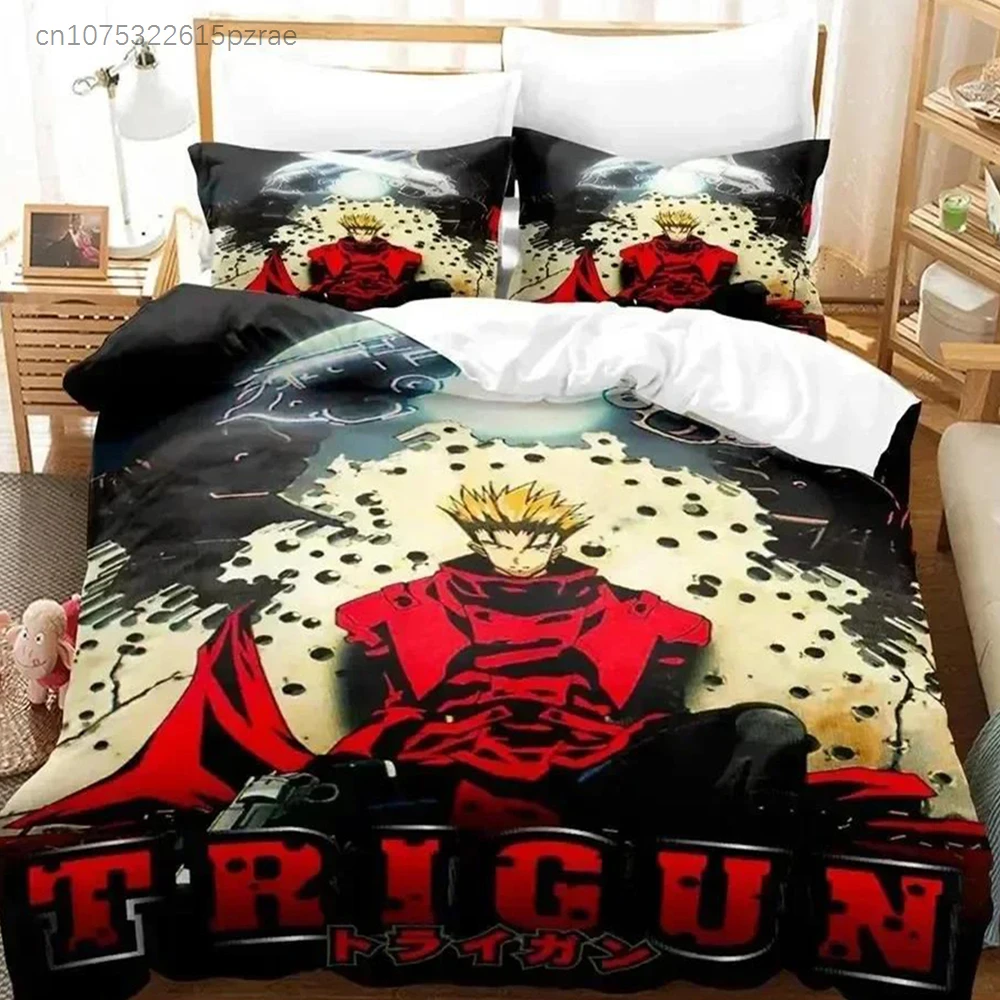 Anime TRIGUN STAMPEDE Bedding Set Printed Bed Set With Pillowcase Bed Duvet Cover Soft Queen King Size Bedclothes Home