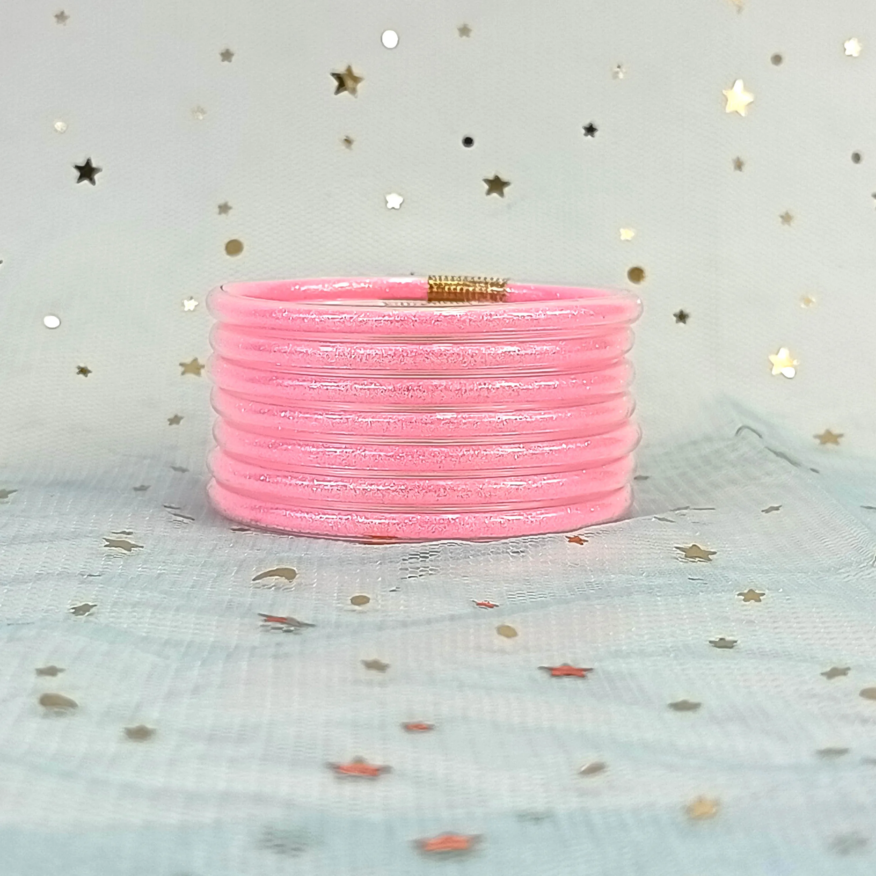 Women's 7pcs 5mm Jelly Buddha Bracelet Set - Soft Lightweight Christmas Stackable Gift