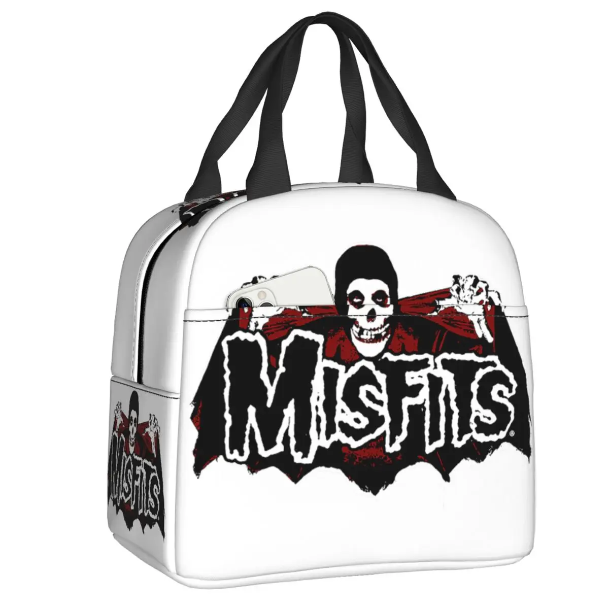 Custom Punk Rock Band Misfits Portable Lunch Boxes Waterproof Cooler Thermal Food Insulated Lunch Bag School Children Student