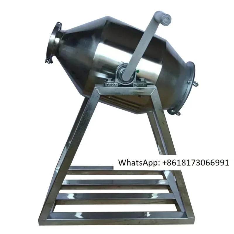 Thickened stainless steel commercial drum type small dry powder mixer hand cranked mixer