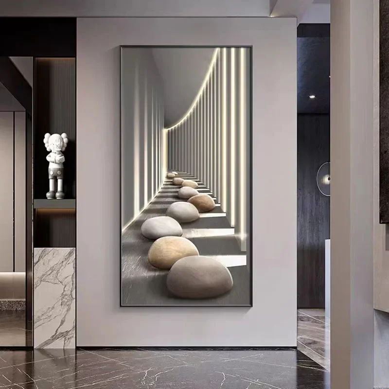 Entry, entrance painting, modern, high-end, light luxury, extension, space, corridor, end