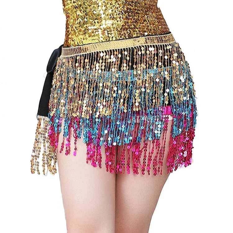 

High Quality Belly Dancing Waist Chains For Belly Dance Hip Scarf Tassel Waist Scarf Clothing Sequin Dance Skirt Belt