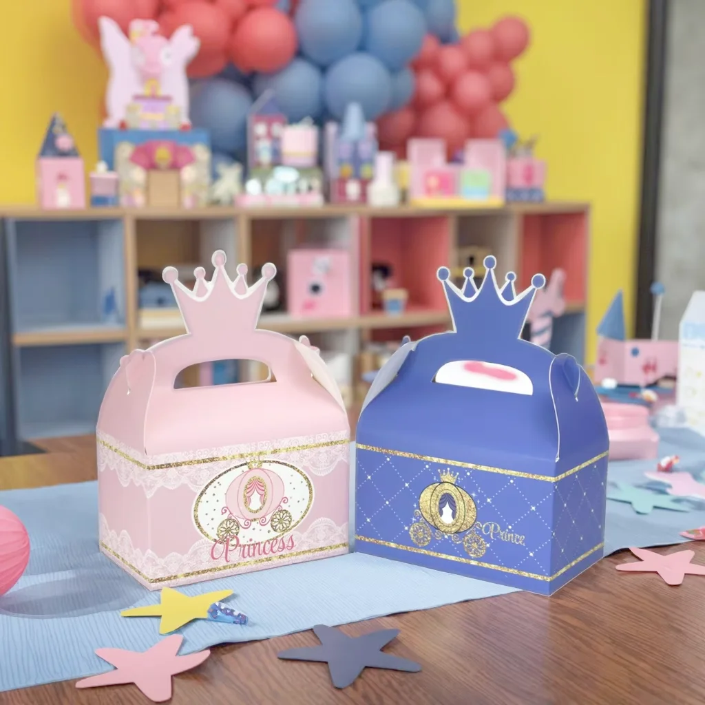 12PCS Prinzessin Prinz Geburtstag Thema Party Geschenk Süßigkeiten Kuchen Handheld Box – Detail 1