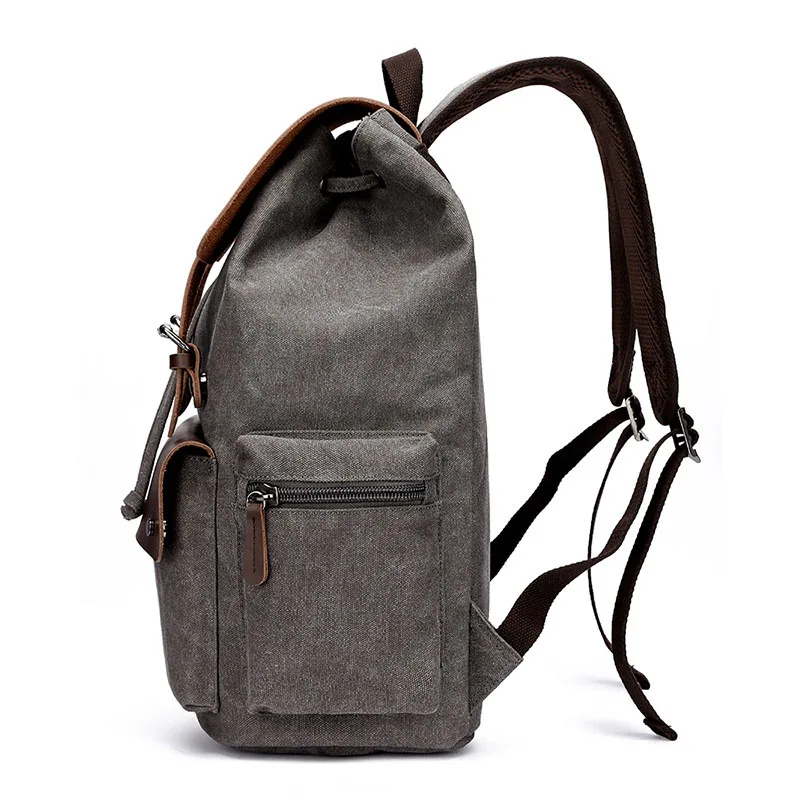 Mochila de lona vintage masculina, mochila portátil, mochila casual para adolescentes, grande capacidade, bolsa de viagem, 15,6"