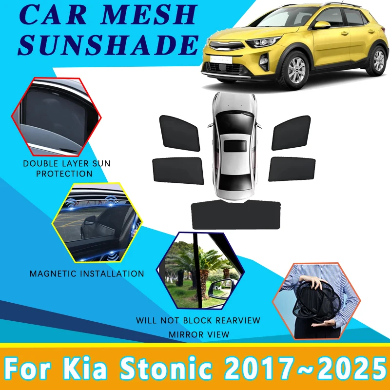 

Car Mesh Sun Shade For Kia Stonic 2023 Accessories KX1 YB CUV 2017~2024 2025 Magnetic Sunshade Windshield Side Window Visor Tool
