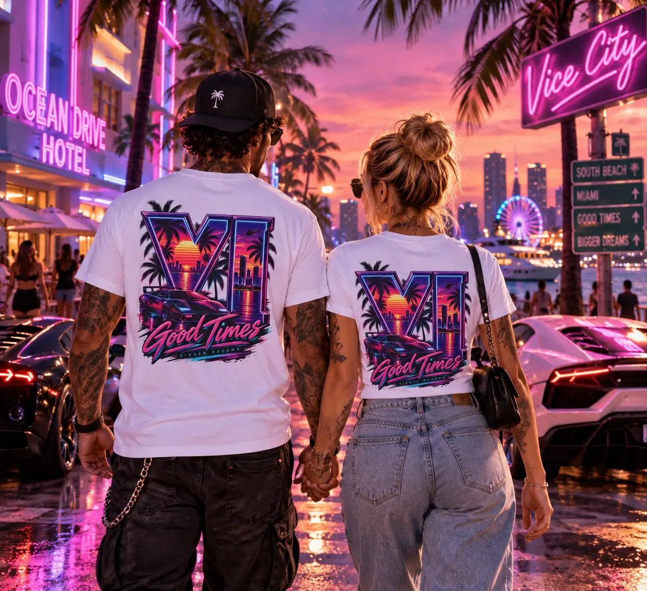 Miami Vice Pattern T-shirt Unisex Retro 