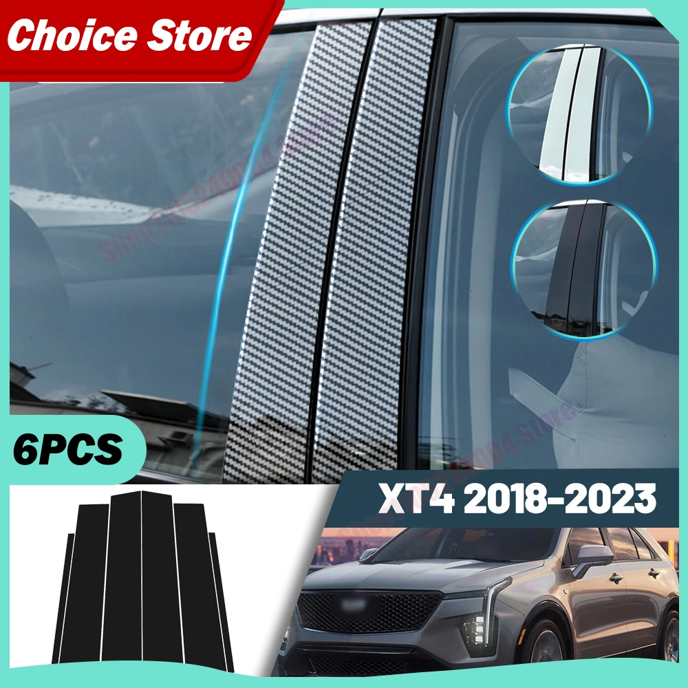 Window Trim Covers Center Film Column B C Pillar Posts Sticker Car Accessories For Cadillac XT4 2018-2023