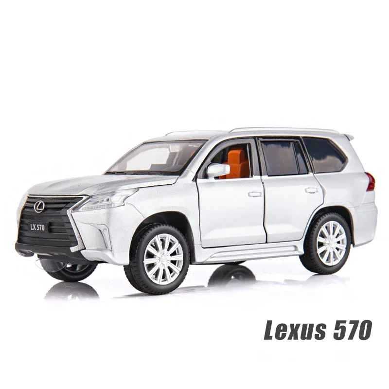 1:32 렉서스 LX570 SUV 합금 자동차 모형 다이캐스트 금속 장난감 자동차 후진 사운드 및 라이트 컬렉션 어린이 선물 미니아