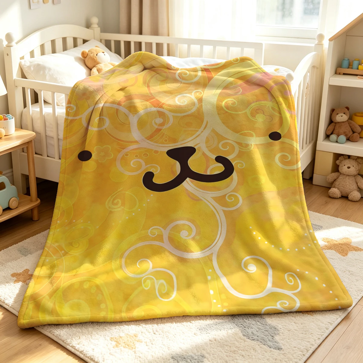 Yellow Swirl Abstract Face Winter Summer Flannel Blanket Throw Fleece Soft Fuzzy Plush Cozy Fleece Blankets for Sofa Ideal Gifts
