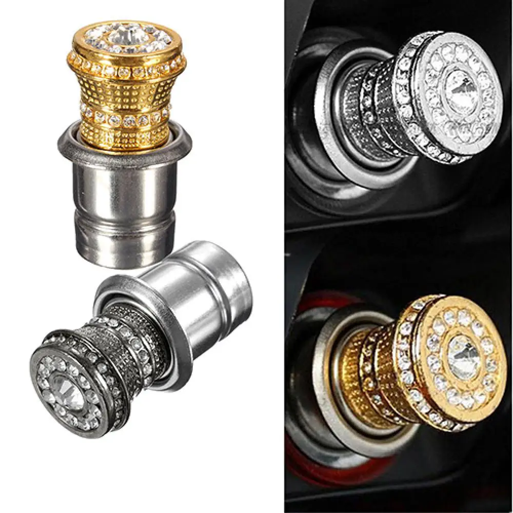 Bling Rhinestone Inlaid Auto Car Iron Socket Lighter 12V Luxury Lgnition Luxury Style Cigarette Lighter Car Accessories