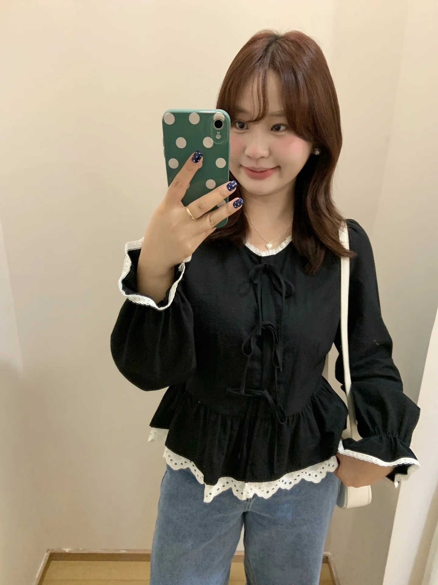 

Slimming Long Sve irt for plus Size Women Knot Belt Korean Sle Cotton Blend V-Ne Commute Friendly