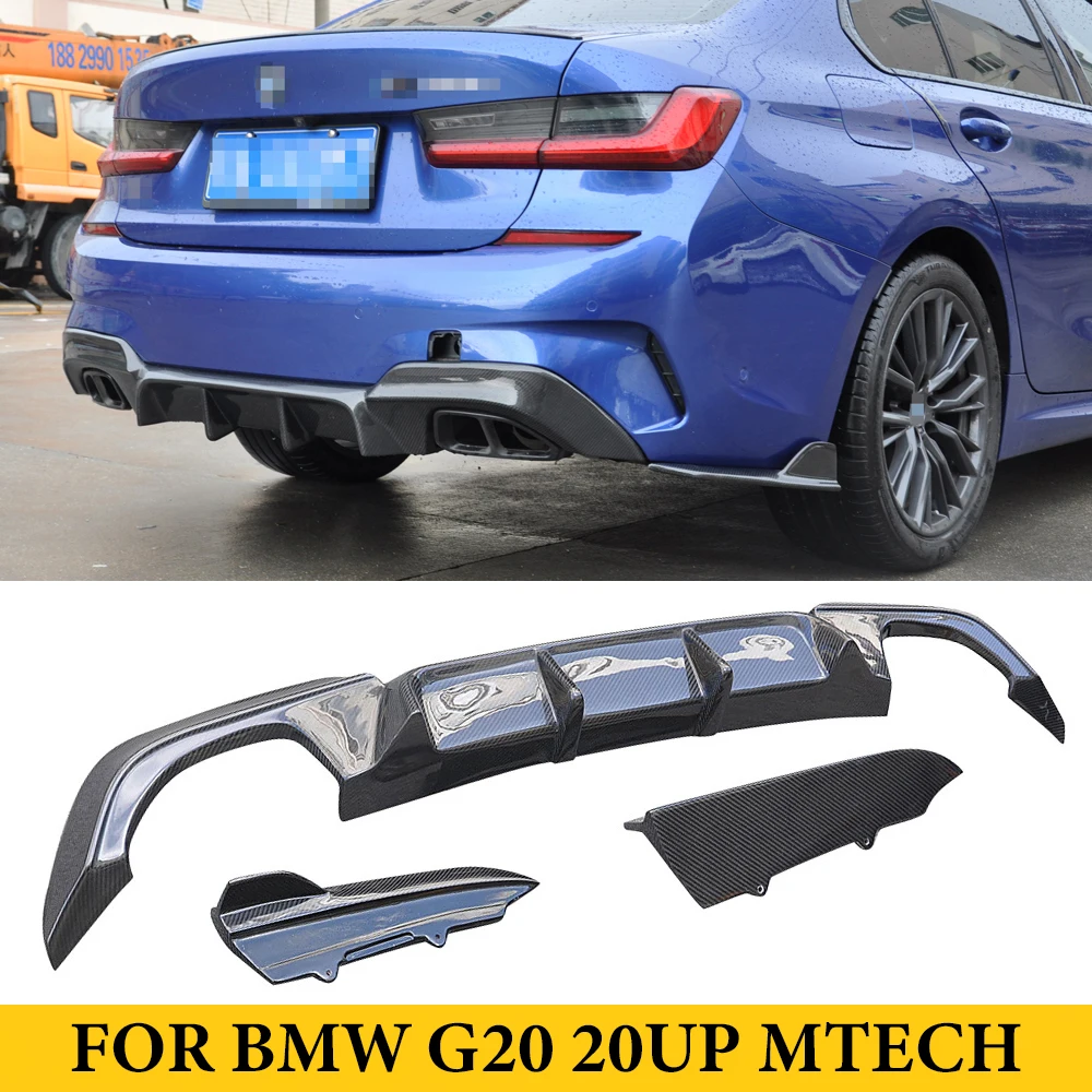 

For BMW 3 Series G20 G21 M-Tech 2019UP Carbon Fiber Rear Diffuser Bumper Lip & Rear Splitters Car Styling