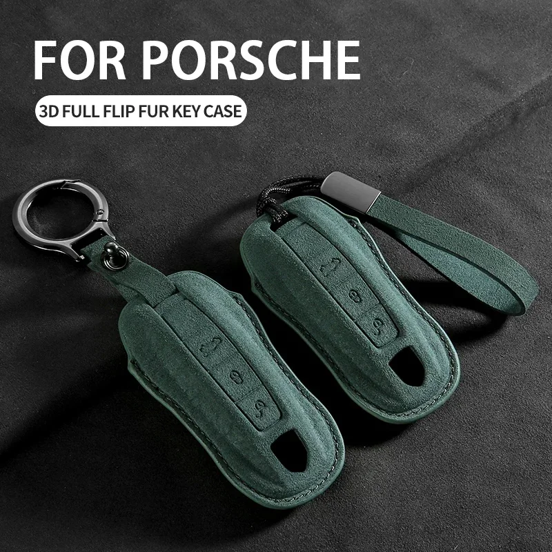 

Car Key Case Cover For Porsche Panamera Cayenne 971 911 9YA Macan Boxster 3 Buttons Suede Car Remote Key Shell Fob Accessories