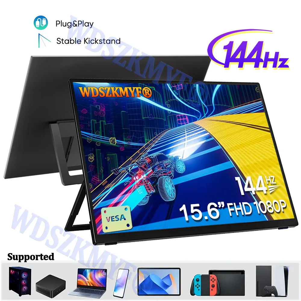 

15.6" Ultra thin Portable Monitor 144Hz 60Hz 1080P HDR Low Blue Light For XBox PS4 / 5 Switch Cell Phone PC Loptop Extension