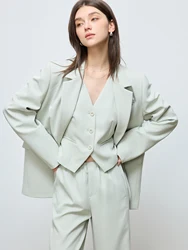 ZIQIAO Mint Green Chic Blazer Jacket For Women 2025 Spring New Design Casual Versatile Coat For Women Streetwear 25ZQ91061