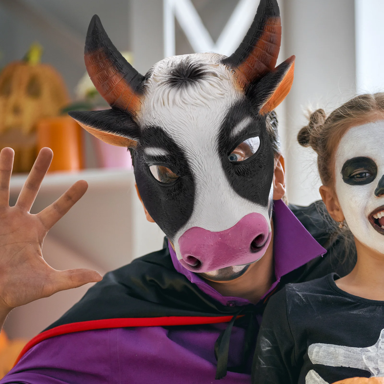 

Реалистичная маска коровы, Хэллоуин, косплей, маскарадный костюм, аксессуар, очаровательный головной убор с забавными животными, очаровательные маски для вечеринки