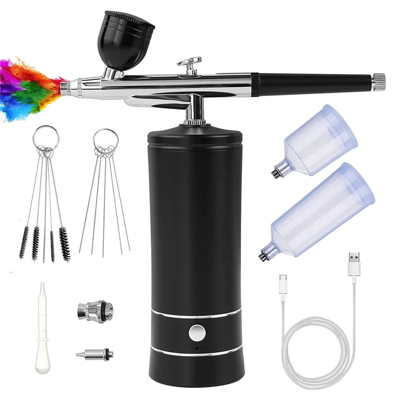 

Air Brush Kit with Compressor, Air Brush Rechargeable Portable High Pressure Air Brushes with 0.3mm Nozzle