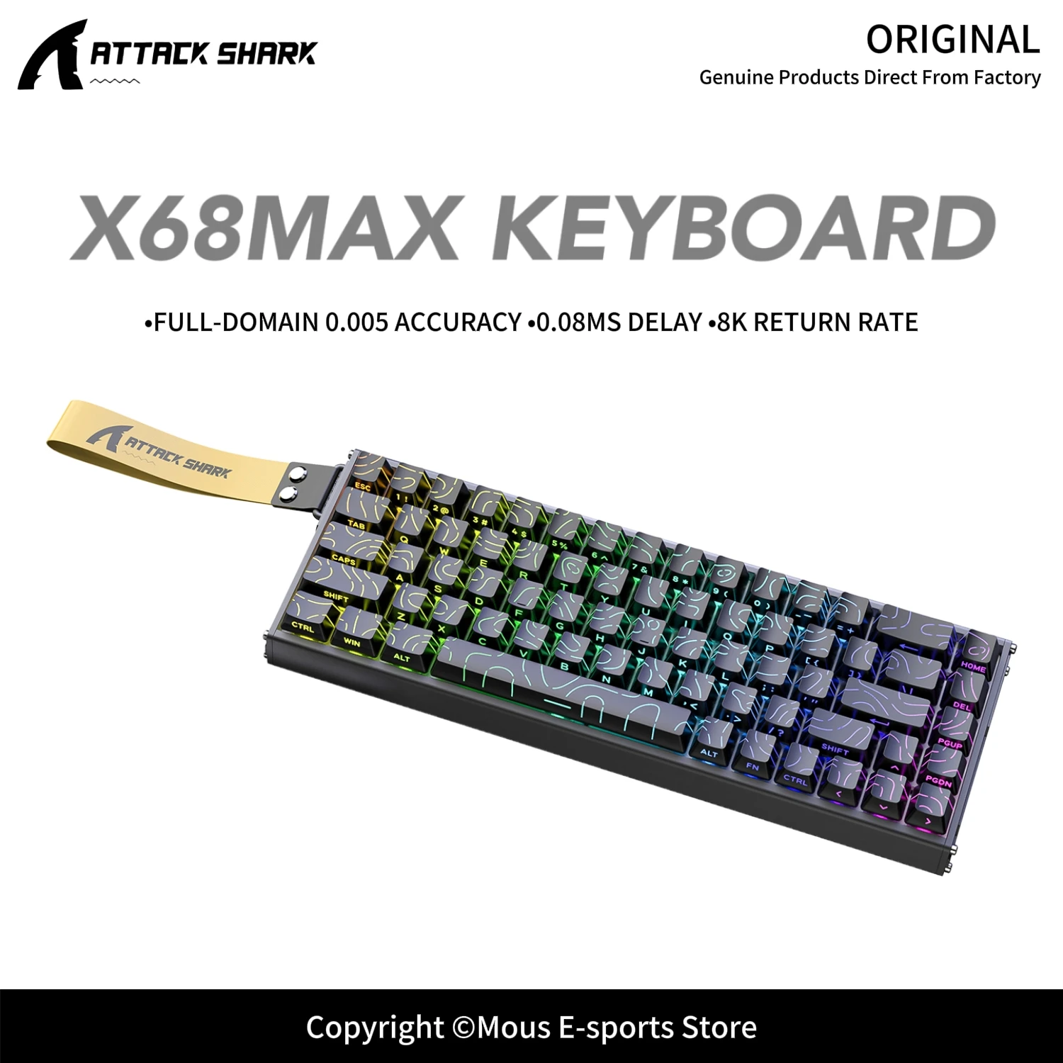 X68MAX ATTACK SHARK High Performance E-sports Magnetic Keyboard 8K Polling Rate CNC Aluminum Case PBT Keycaps Web Driver Wired