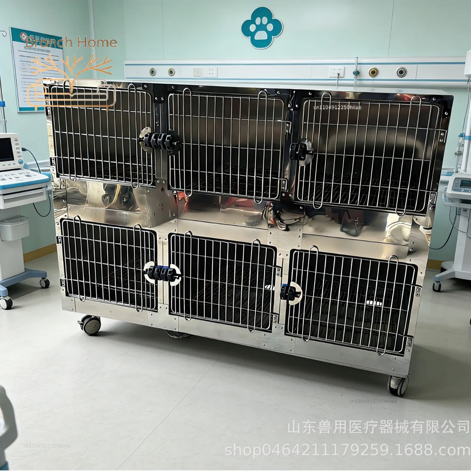 Pet Foster Cage 304 Stainless Steel Pet Hospital Foster Cage Draining Cat and Dog Hospital Cage