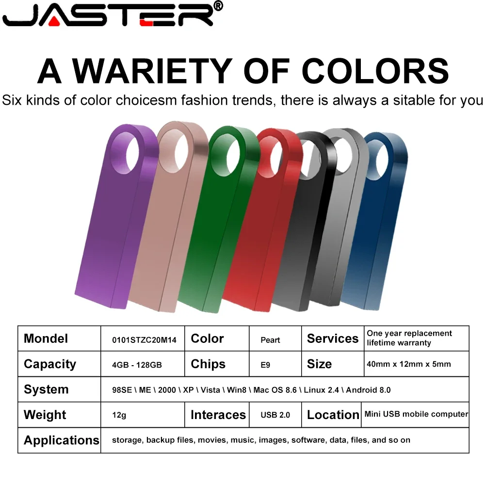 

JASTER Low Price metal free logo memoria usb flash drive 32GB pendrive 64GB waterproof pen drive 16GB 8GB 2.0 usb stick key