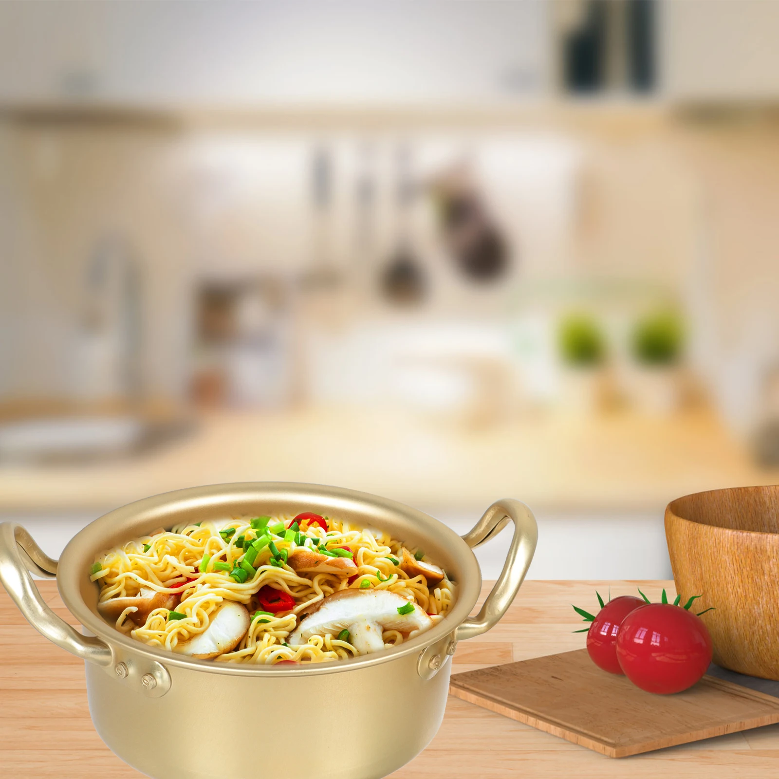 

Instant Noodle Pot Aluminum Kitchen Cookware Non-Stick Ramen Portable Binaural Stockpot Easy Clean Heat Retention Gift Idea