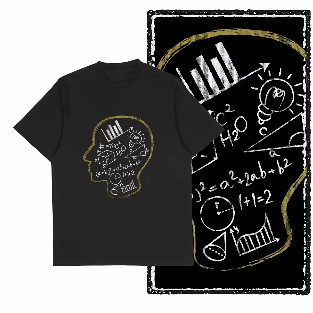 Coolmind SC Men's T-shirt, high-quality pure cotton, mathematical pattern. Pure cotton all-season streetwear T-shirt.