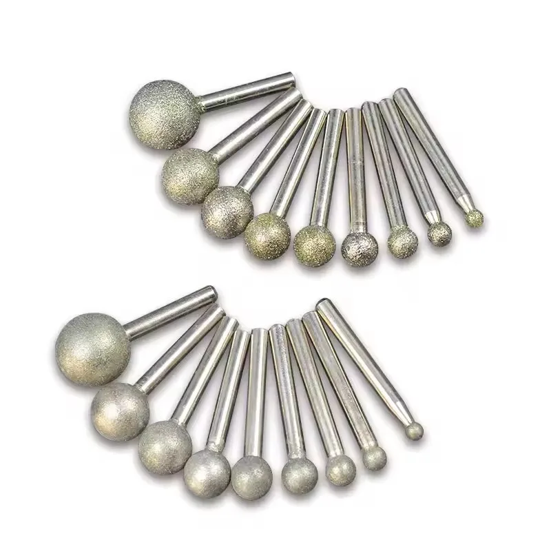 1/2/5/10/20 個球状エメリー研削ヘッド 3/6 ミリメートルシャンク直径超硬ロータリーファイル 3x4/5/6/8/10/12 ミリメートル 6x8/10/12/16/18 ミリメートル