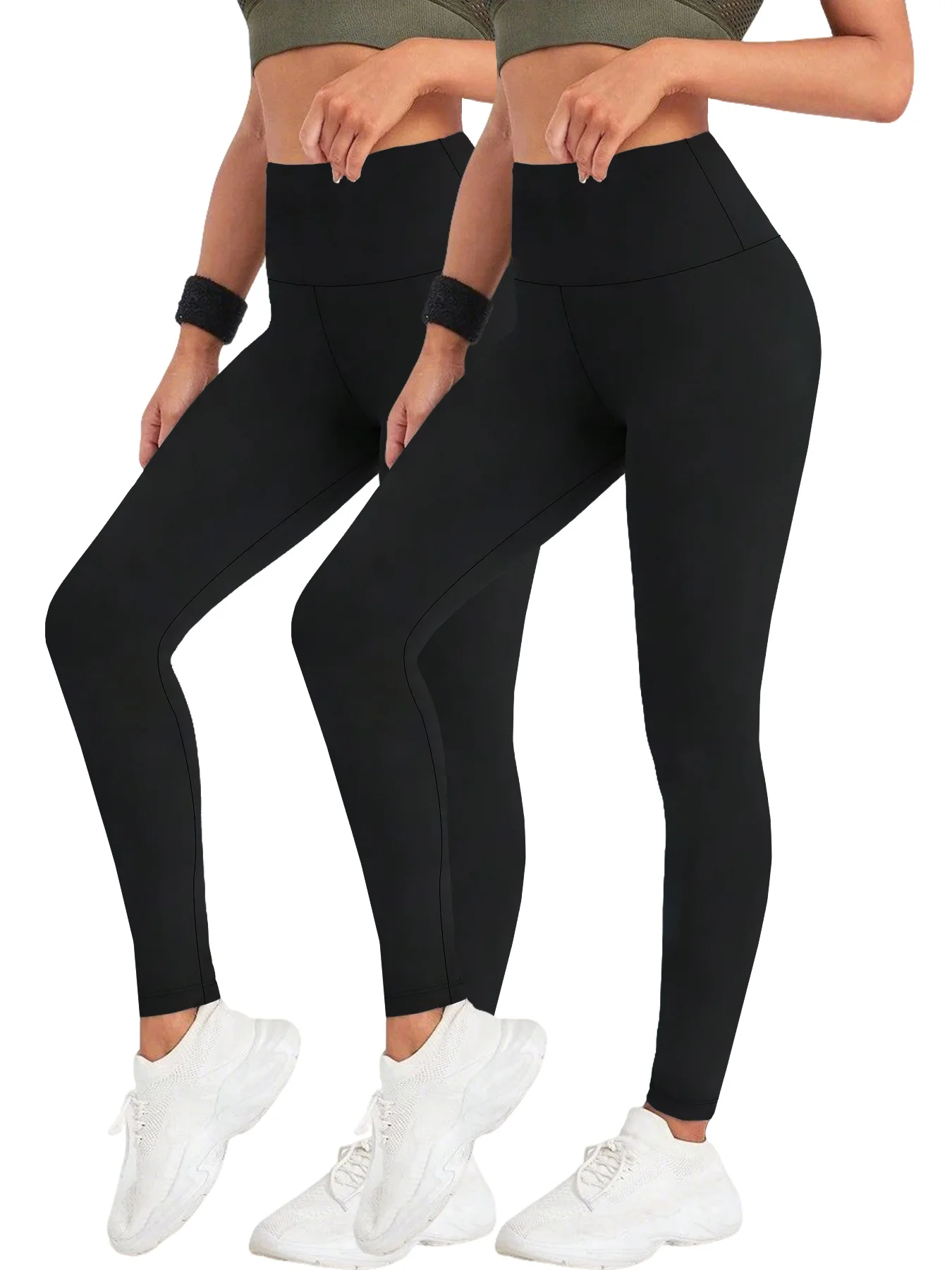 2er-Pack superweiche Damen-Leggings mit hoher Taille, Bauchkontrolle, kein durchsichtiges Workout, Yoga, Laufen, sportlich, Push-Up-Gymnastik-Leggings