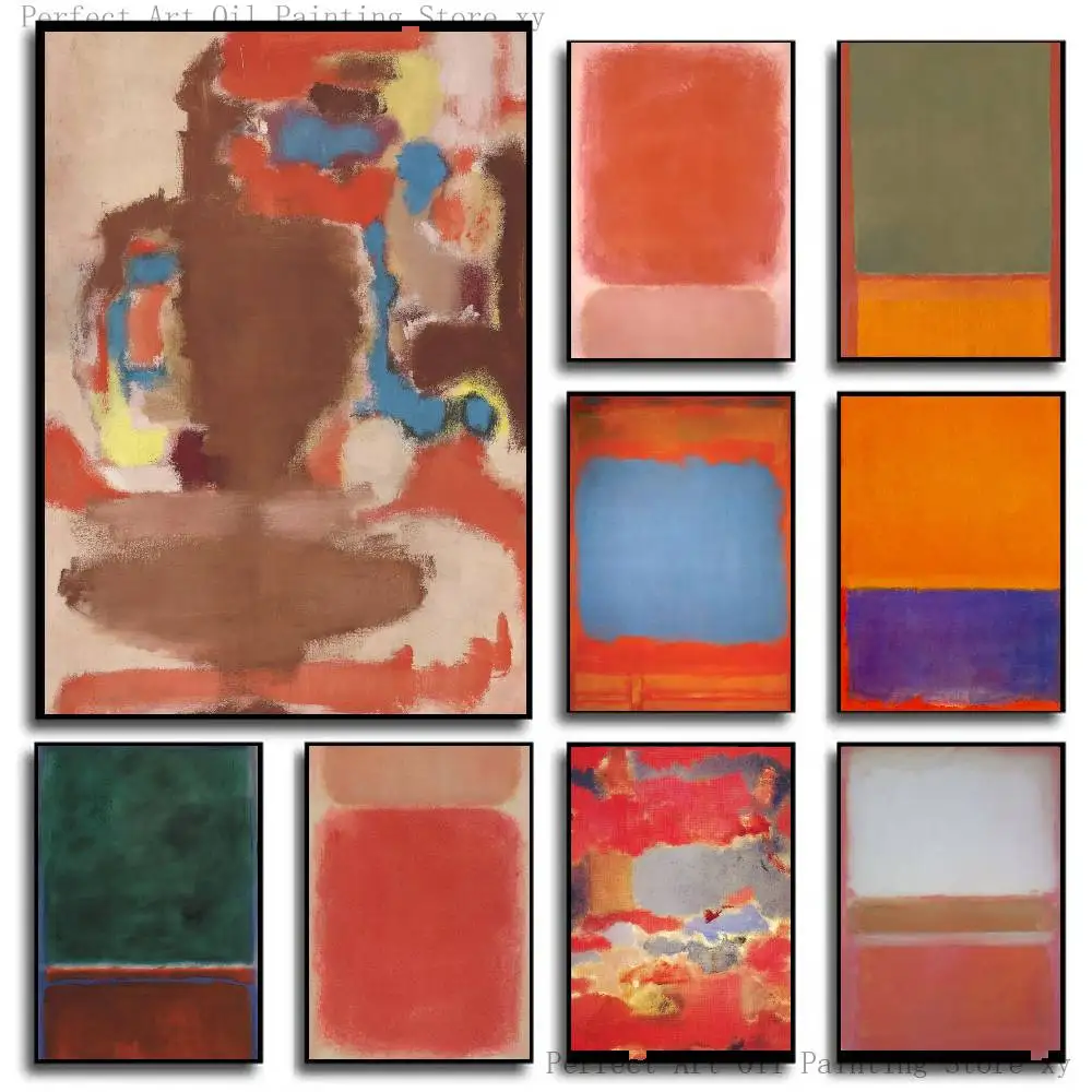 Famous Mark Rothko Abstract Multicolor Poster Self-adhesive Art Room Entrance Restaurant Wall Decor Art Painting