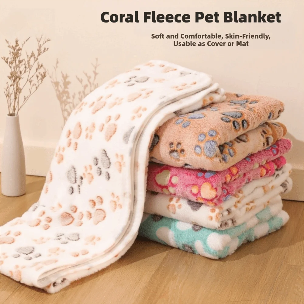 Cute Double-sided Pet Mats Short Soft Pet Sleeping Bed Warm Coral Fleece Kitten Cushion For Cats Small Dogs