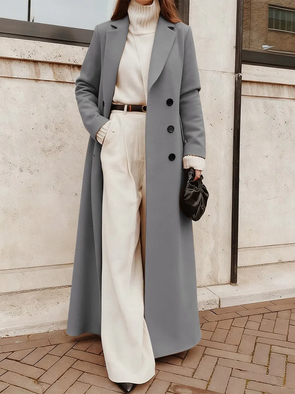 V Neck 3D Coat a Line Elegant and Refined with Autumn Regular Sleeve 3D Effect Pattern Commuter Style Long Sleeve Women Coat